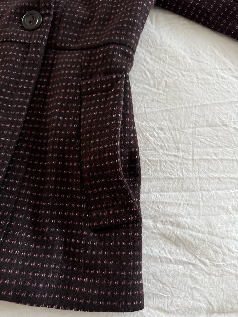 Banana Republic Wool Blend Brown Textured Woven Double-Breasted Peplum Jacket - Picture 5 of 14